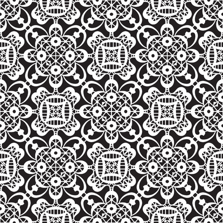 Black and white background, lace texture, seamless patternのイラスト素材