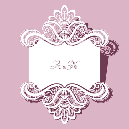 Elegant lace greeting card, wedding invitation or announcement templateのイラスト素材