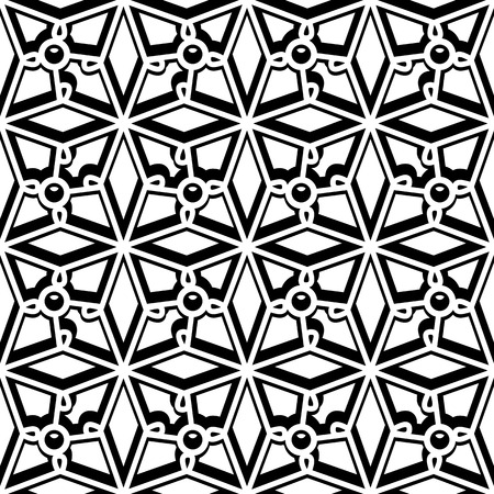 Black and white geometric ornament, lattice texture, abstract seamless patternのイラスト素材