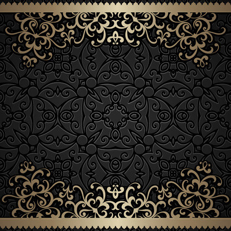 Vintage gold background, ornamental frame with gold swirly bordersのイラスト素材