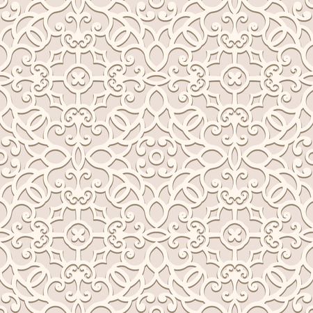 Vintage beige ornament, seamless pattern in neutral colorのイラスト素材