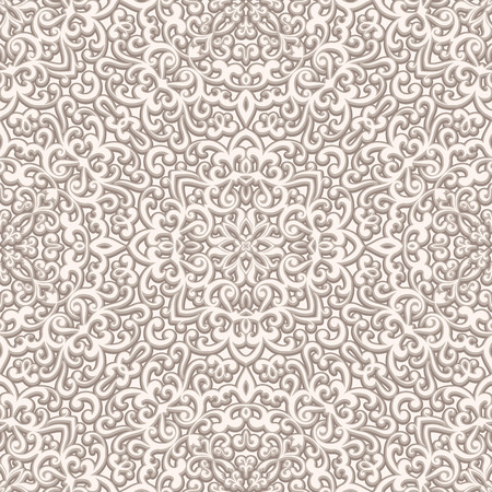 Vintage beige background, curly ornament, seamless patternのイラスト素材