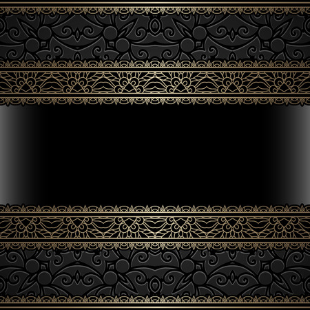Vintage gold background, ornamental frame with lace borders over patternのイラスト素材