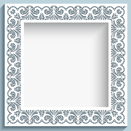 Square frame with cutout paper lace borderのイラスト素材
