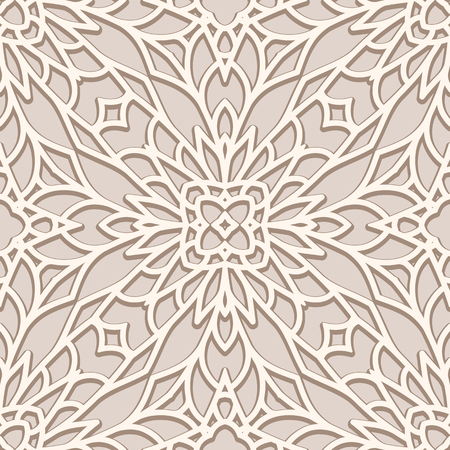 Beige lace ornament, seamless pattern in neutral colorのイラスト素材