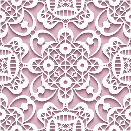 Paper lace texture, decorative lacy ornament, seamless patternのイラスト素材