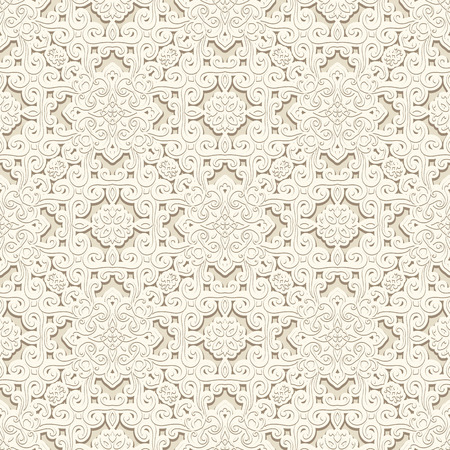 White background, vintage ornament, seamless pattern in light colorのイラスト素材