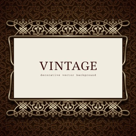 Vintage background, gold frame, divider, header, greeting card or invitation templateのイラスト素材