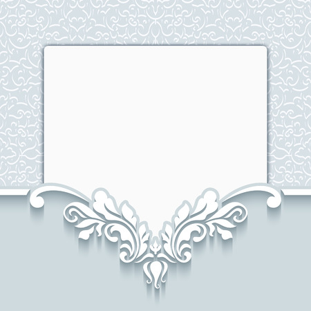 Elegant background in neutral color, save the date card or wedding invitation template decorated with paper swirlsのイラスト素材