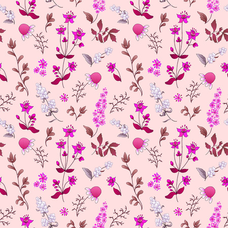 Decorative floral ornament, seamless pattern of scattered flowersのイラスト素材