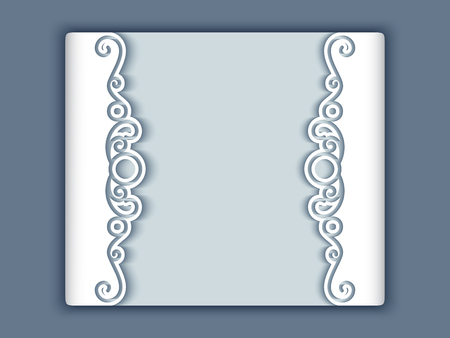 Decorative frame with cutout paper border, greeting card or wedding invitation templateのイラスト素材