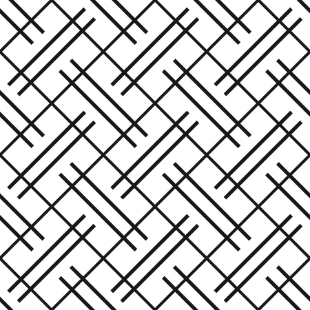 Black and white seamless texture, abstract geometric lines patternのイラスト素材