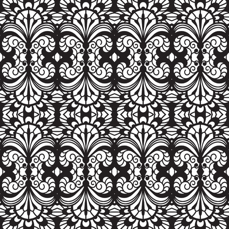 Black and white background,  lace texture, seamless patternのイラスト素材