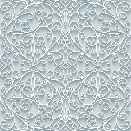 Cutout paper lace texture, swirly ornament, seamless pattern in neutral colorのイラスト素材