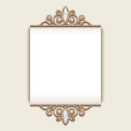 Vintage card with jewelry flourish border, elegant wedding invitation or announcement designのイラスト素材