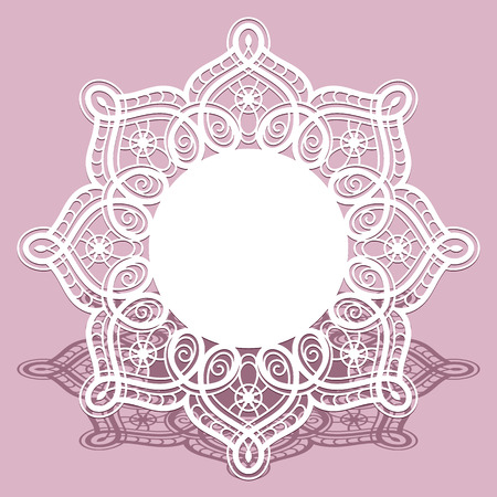 Round cutout paper frame, lace doily, suitable for laser cuttingのイラスト素材