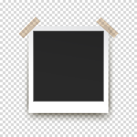 Retro photo frame with sticky tape on the transparent background.のイラスト素材