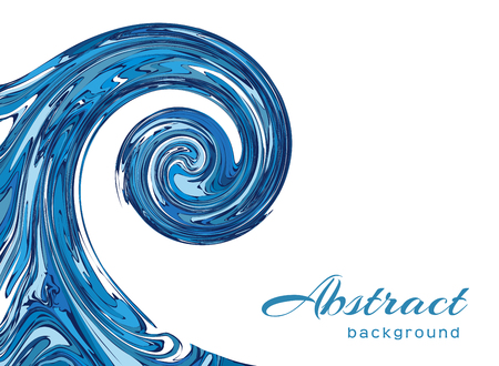 Ocean wave on white background, blue water swirl in marble styleのイラスト素材
