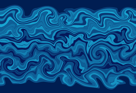 Abstract ink marbled background, repeating blue wavy borderのイラスト素材