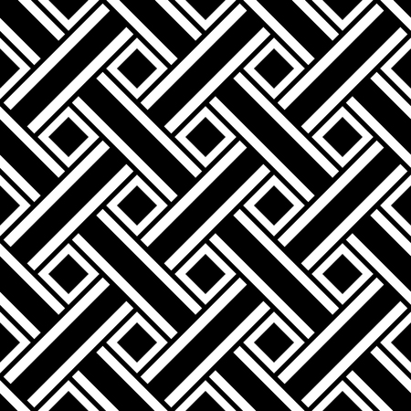 Abstract seamless pattern of interlaced lines, black and white geometric ornamentのイラスト素材