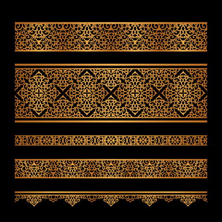 Vector set of vintage gold bordersのイラスト素材
