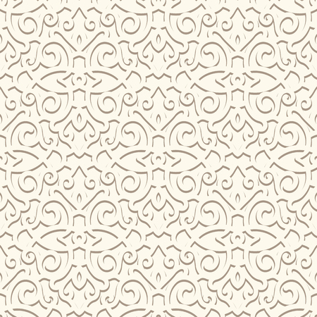 Vintage beige ornamental background, vector seamless pattern in neutral colorのイラスト素材