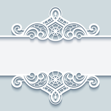 Vintage lace background with paper border decoration, divider, cutout vector frame templateのイラスト素材