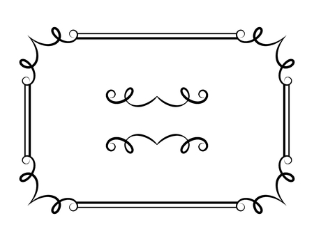 Vintage calligraphic rectangle frame with ornamental border and flourish vignette, vector embellishment in retro styleのイラスト素材