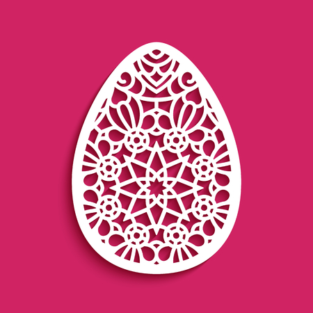 Easter egg with lace pattern, paper cut stencil decoration, vector template for laser cutting or plotter printingのイラスト素材
