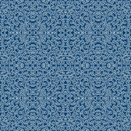 Vintage seamless line pattern, swirly arabesque ornament, abstract floral backgroundのイラスト素材