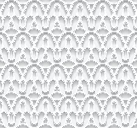 Cutout paper seamless pattern. Ornamental white background with lace texture.のイラスト素材