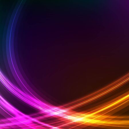 Abstract square background with shiny luminous lines on black. Neon glow effect in retro style of 1980. Luxury template for web banner or perfume packaging design.のイラスト素材