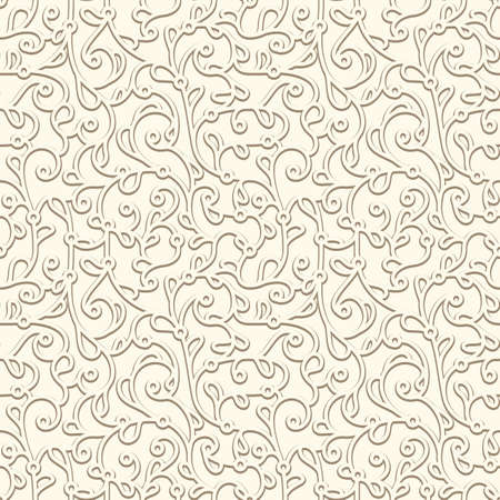 Subtle seamless pattern in pale beige color, ornamental floral background for wedding invitation card designのイラスト素材