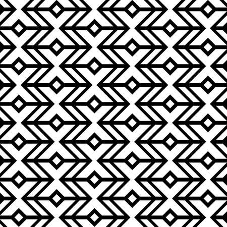 Abstract geometric pattern, black and white background with seamless ornament of zigzag linesのイラスト素材