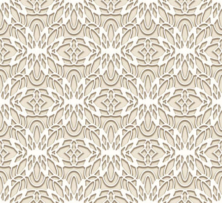 Seamless lace pattern, elegant lacy background with tulle fabric texture in neutral beige color.のイラスト素材