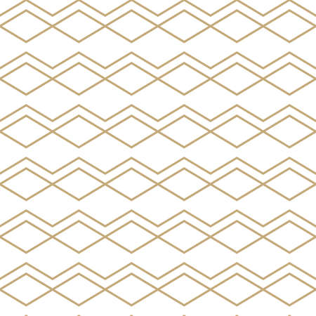Simple geometric pattern with golden zigzag lines. White and gold ornamental background. Abstract seamless texture in minimal style.のイラスト素材