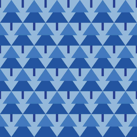 Abstract simple geometric pattern with stylized spruce trees, seamless ornamental background for Christmas card or wrapping paper designのイラスト素材