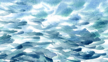Hand painted sea water texture, abstract watercolor backgroundのイラスト素材