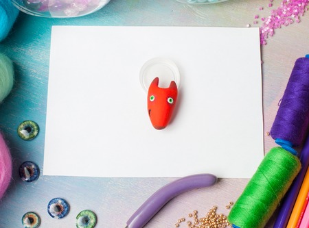 Workplace of jewellery  maker close up, craft decorationの写真素材