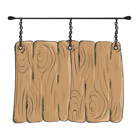 Old wooden signboard isolated on a white, vector illustrationのイラスト素材