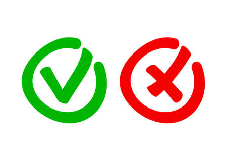 Check mark and X mark icon vector