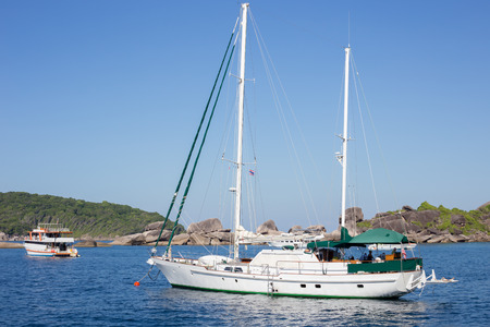 A yacht with clear skyのeditorial素材