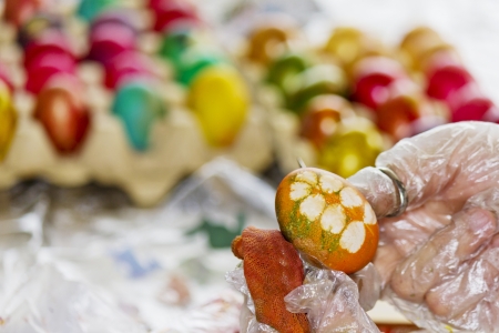 Easter eggs in various colorsの写真素材