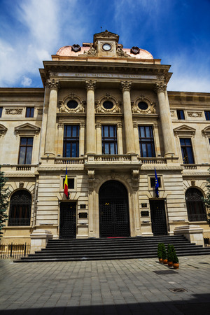 National Bank of Romania building facade, Bucharest, Romania.のeditorial素材