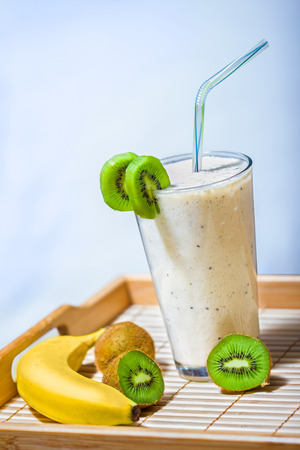 Smoothie with kiwi and bananaの写真素材