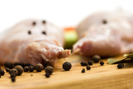 Raw rabbit with black pepper and allspiceの写真素材
