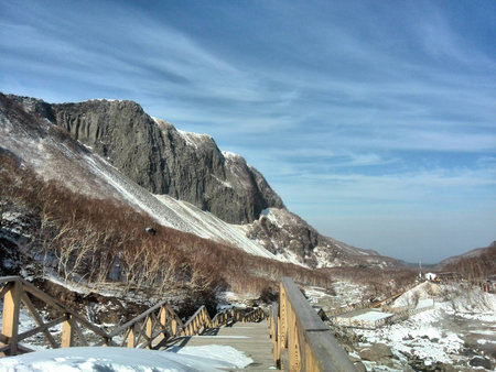 The path along the cliffの写真素材