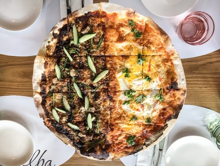 Pizza with different flavors