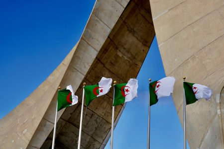 Algerian flags at the Martyrs Monument