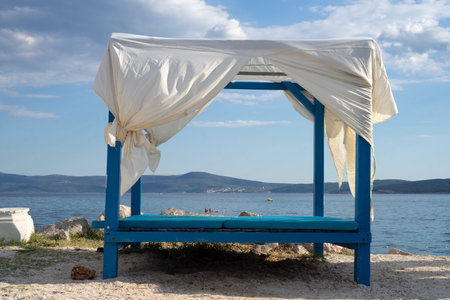 gazebo on the beachの写真素材